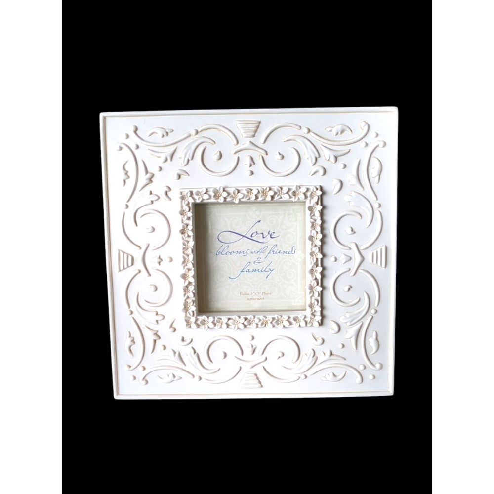 Scroll Work And Flowers Amscan Photo Frame Holds 3x3 Pic